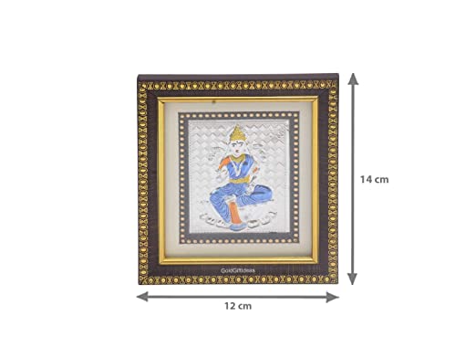 GOLDGIFTIDEAS Silver Pitambar Ganesha Frame for Gift, Lord Ganesha Idol for  Pooja, Return Gift for Housewarming (11 x 8 CM)